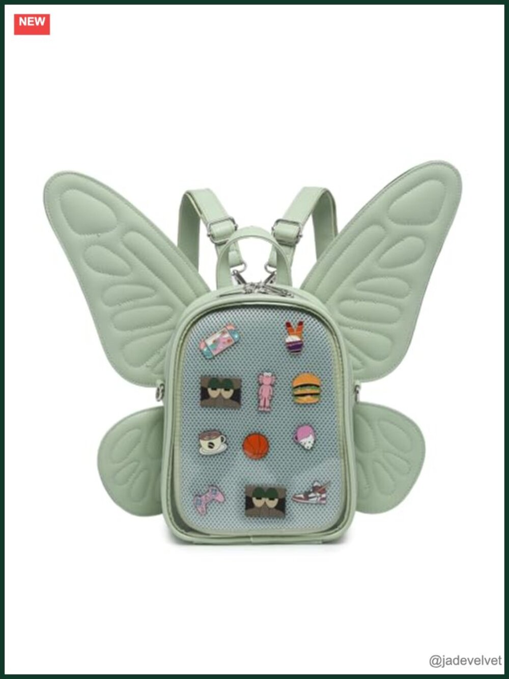 Butterfly Wings Ita Backpack Clear Pin Display PU Leather Backpack with - Picture 1 of 5